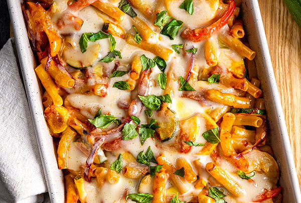 Roasted Squash & Pepper Vegan Baked Ziti